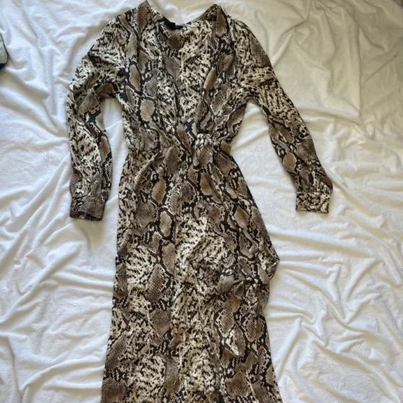 Missguided | Dresses | Tall Wrap Satin Snake Print Maxi Wrap Dress |  Poshmark